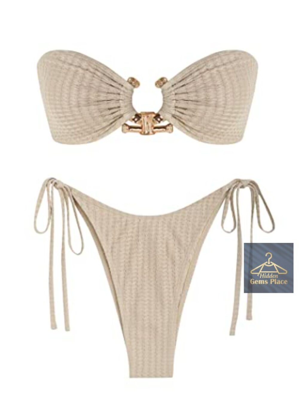 Strapless Bandeau Bikini Set High Cut Side Tie Swimwear Two Piece